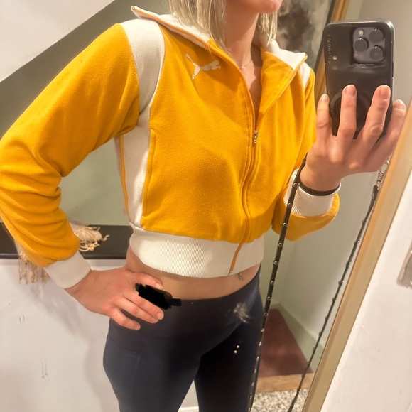 Puma Edition Marigold and White Terry Cropped T7 Track Jacket - Picture 3 of 7